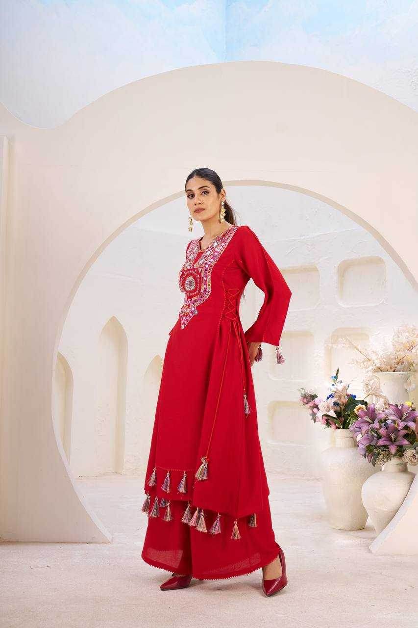 Reyon Cotton Kurti With Palazzo - MYLUXURY LANE ENTERPRISE